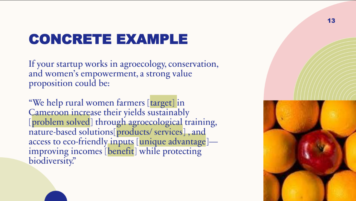 Key Example slide from Jimm Chick's session on designing a Winning Value Proposition